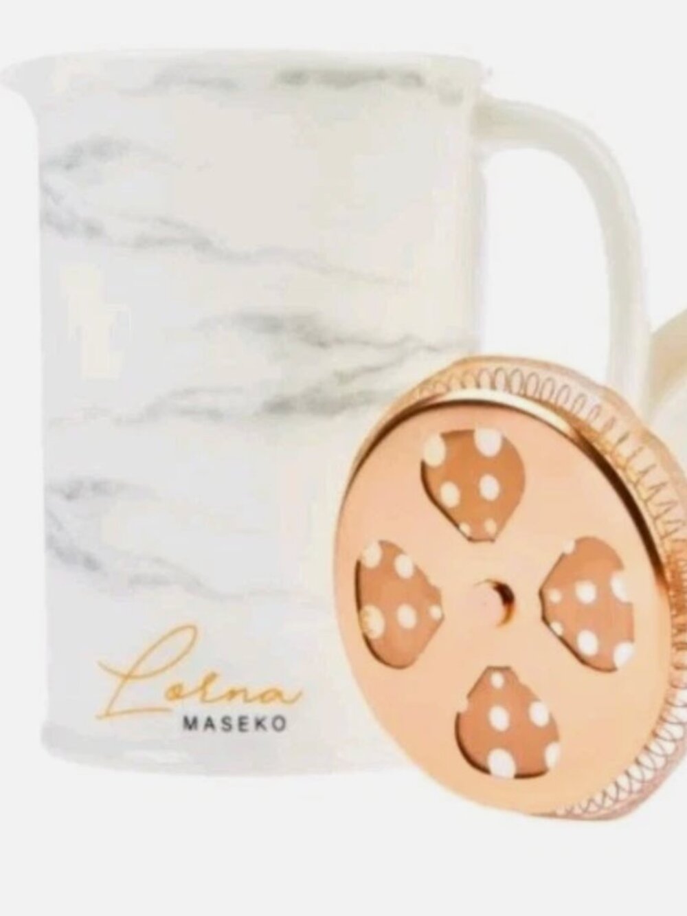 Lorna Maseko Marble Finish Ceramic 4.25-Cup Capacity French Press Coffee Maker